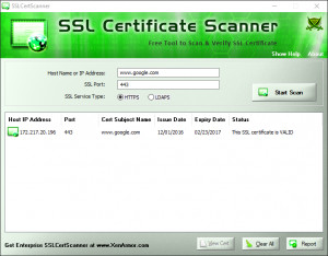 SSLCertScanner - náhled