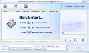 Wondershare Video to Zune Converter - náhled
