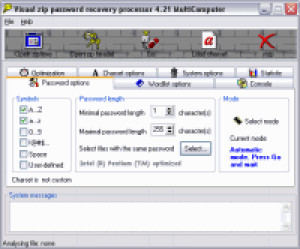 Visual Zip Password Recovery Processor - náhled