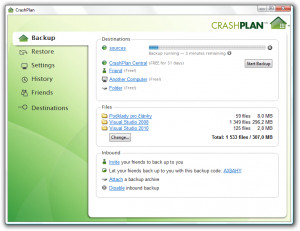 CrashPlan - náhled