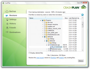 CrashPlan - náhled