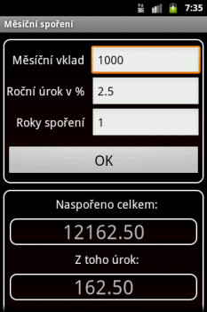 Finanční kalkulačka - náhled
