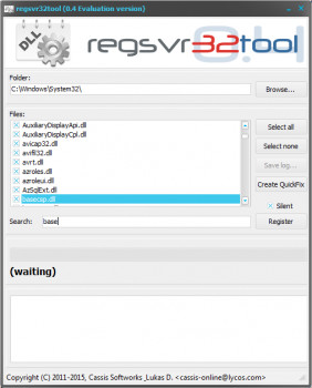 Regsvr32tool - náhled