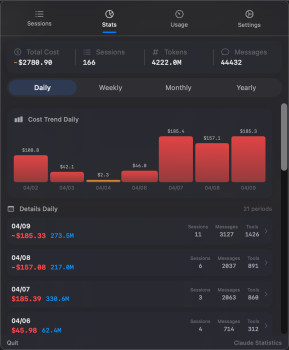 Claude Statistics - náhled