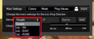 LoL Ping Checker - náhled