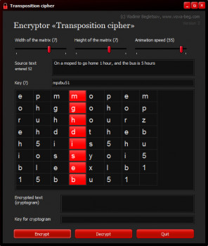 Transposition cipher - náhled