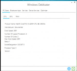 Windows Debloater - náhled