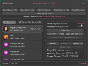 Server List Explorer - náhled