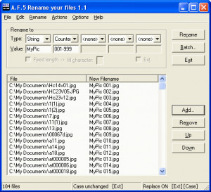 A.F.5 Rename your files - náhled