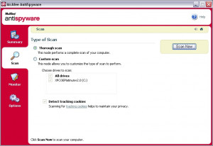 McAfee AntiSpyware - náhled