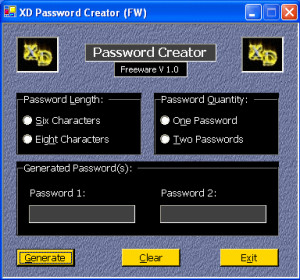 XD Password Creator - náhled