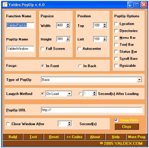 Yaldex PopUp - náhled