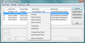 Project Backup Manager - náhled
