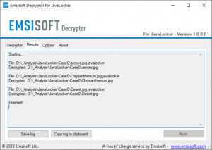 Emsisoft Decryptor for JavaLocker - náhled