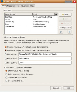 Save Link in Folder - náhled