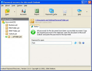 Outlook Password Recovery - náhled