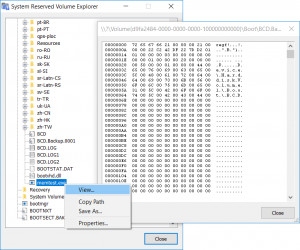System Reserved Volume Explorer - náhled