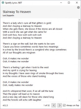 Spotify Lyrics .NET - náhled