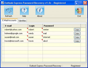 Outlook Express Password Recovery - náhled