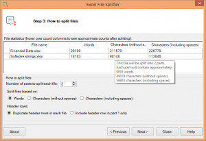 Excel File Splitter - náhled