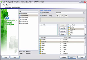 EMS PostgreSQL Data Import - náhled