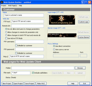 Web Update Builder - náhled