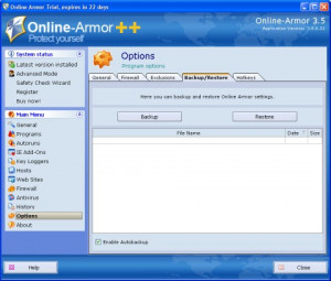 Online Armor Free - náhled