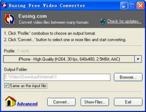 Eusing Free Video Converter - náhled