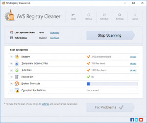 AVS Registry Cleaner - náhled