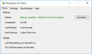 Backupery for Slack - náhled