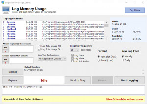 Log Memory Usage - náhled