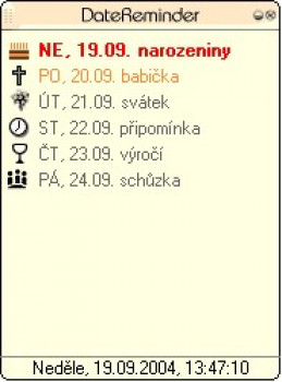 DateReminder - náhled