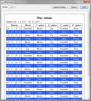 jCleaningSchedule - náhled