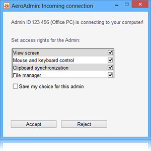 AeroAdmin - náhled