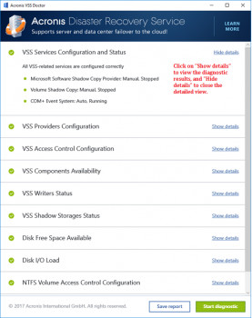 Acronis VSS Doctor - náhled