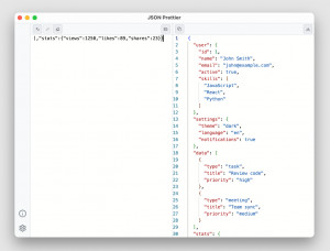 JSON Prettier - náhled