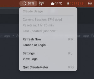 ClaudeMeter - náhled