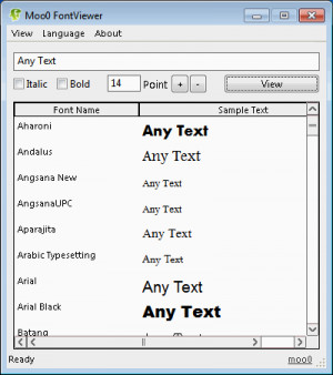 Moo0 FontViewer - náhled