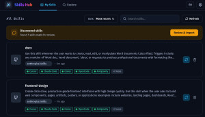 Skills Hub - náhled