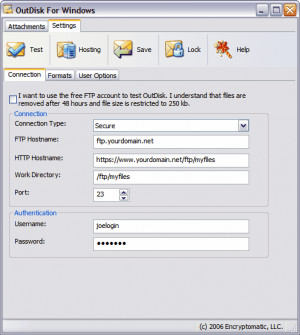OutDisk FTP for Outlook - náhled