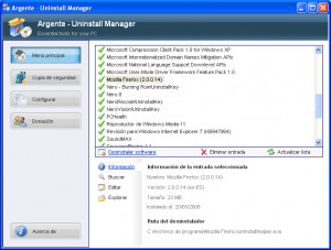 Argente - Uninstall Manager - náhled