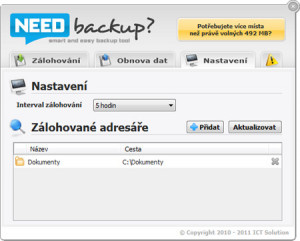 NeedBackup - náhled
