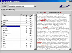 SVA-soft Keywords Analyser - náhled