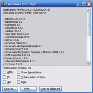 Extension List Dumper - náhled
