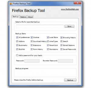 Firefox Backup Tool - náhled