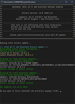 Universal Intel Wi-Fi and Bluetooth Drivers Update - náhled