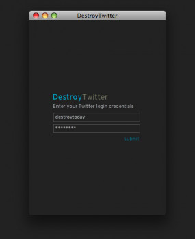 DestroyTwitter - náhled