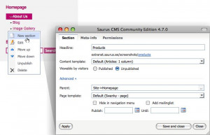 Saurus CMS - náhled