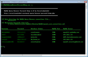 MySQL Query Browser Password Dump - náhled
