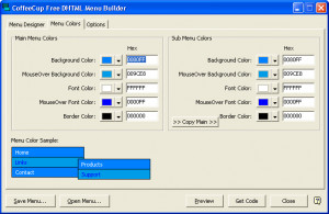 CoffeeCup Free DHTML Menu Builder - náhled